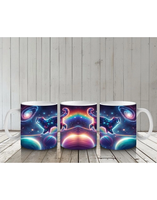 Çocuklara Sütü Sevdiren Kozmik Galaksi Kedileri Kupa Bardak