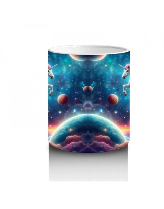 Çocuklara Sütü Sevdiren Kozmik Gökkuşağı Unicorn Yolculuğu Kupa Bardak