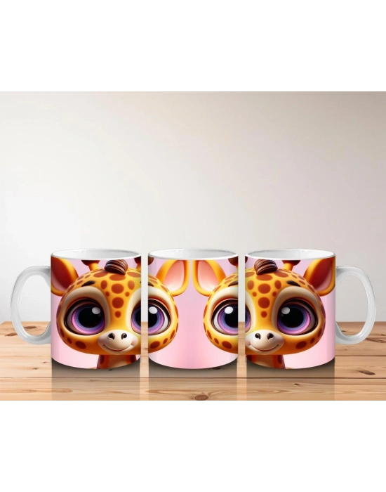 Çocuklara Sütü Sevdiren Meraklı Zürafa Keşfi Kupa Bardak