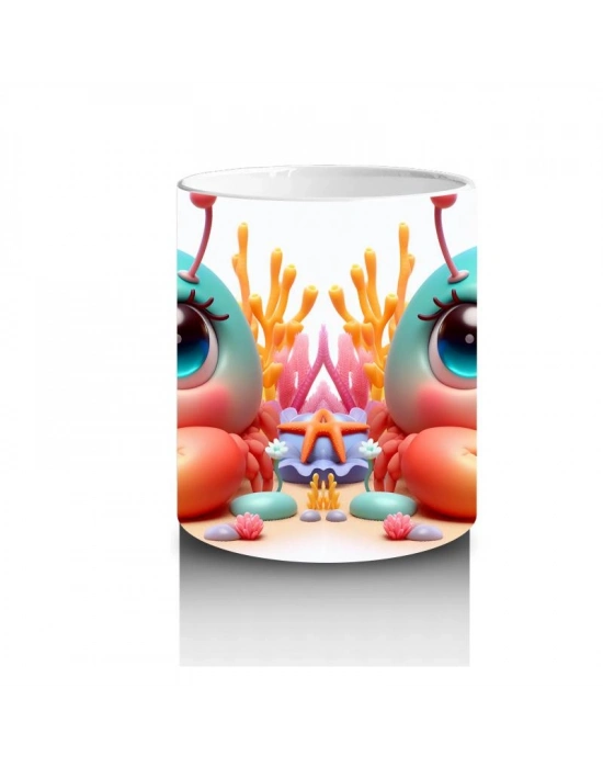 Çocuklara Sütü Sevdiren Mercan Resifi Yengeci Kupa Bardak