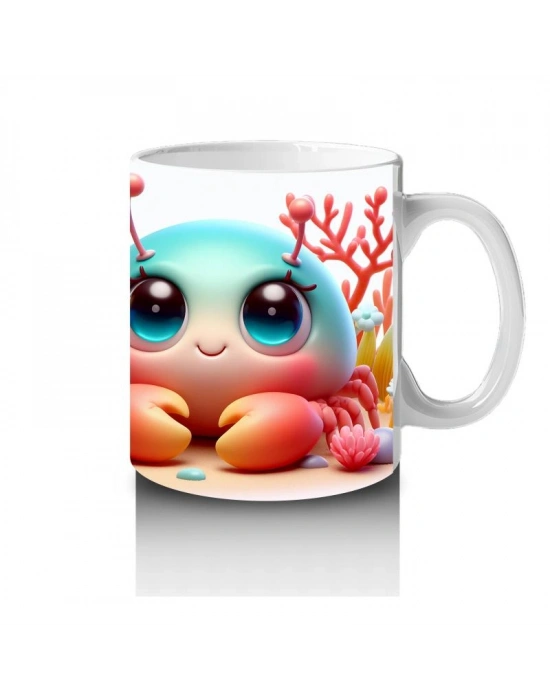 Çocuklara Sütü Sevdiren Mercan Resifi Yengeci Kupa Bardak