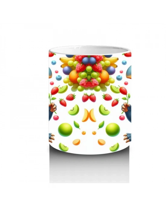 Çocuklara Sütü Sevdiren Meyve Şöleni Yapan Dinozor Desenli Kupa Bardak