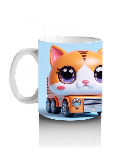 Çocuklara Sütü Sevdiren Minibüs Kedisi Kupa Bardak