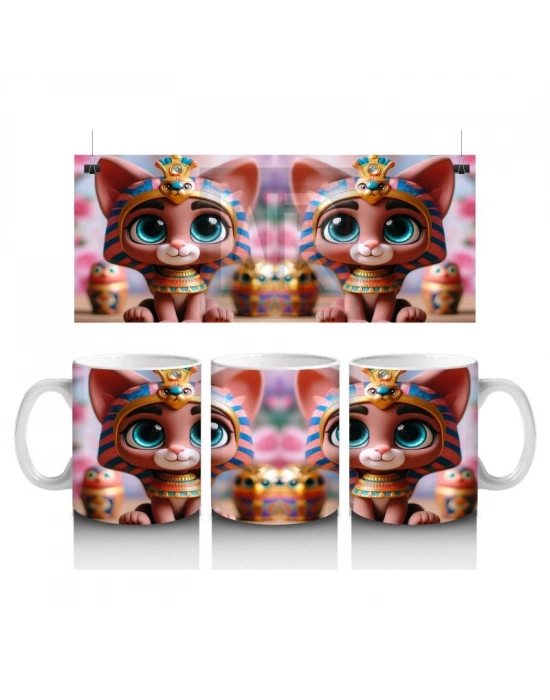 Çocuklara Sütü Sevdiren Mısır Prenses Kedisi Kupa Bardak