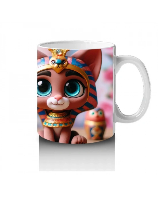 Çocuklara Sütü Sevdiren Mısır Prenses Kedisi Kupa Bardak