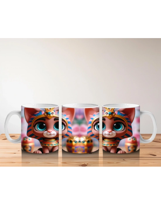 Çocuklara Sütü Sevdiren Mısır Prenses Kedisi Kupa Bardak