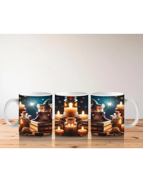 Çocuklara Sütü Sevdiren Mum Işığındaki Okuyan Fareler Kupa Bardak