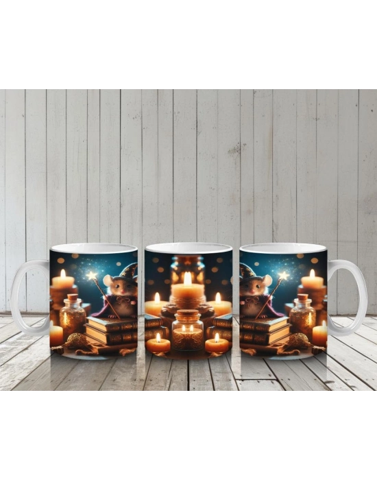 Çocuklara Sütü Sevdiren Mum Işığındaki Okuyan Fareler Kupa Bardak