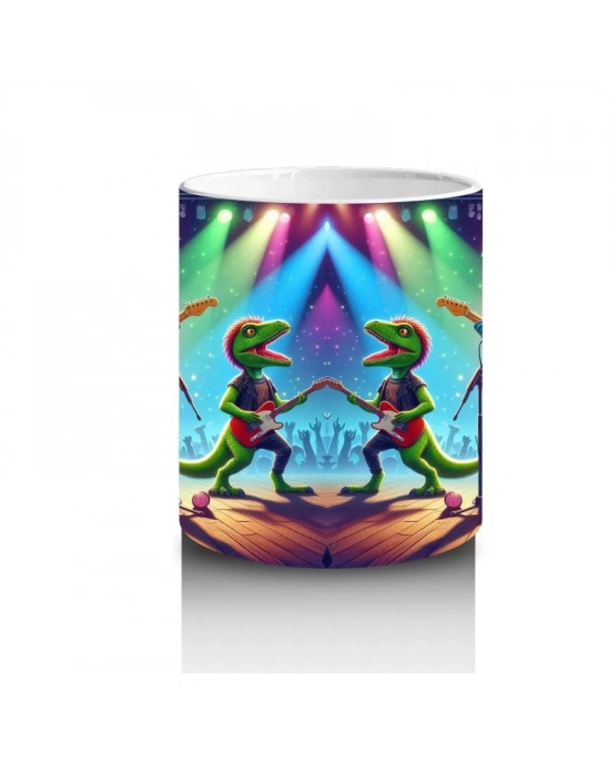Çocuklara Sütü Sevdiren Müzik Grubu Dinozorlar Desenli Kupa Bardak