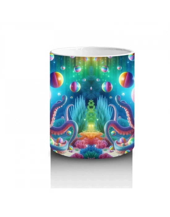 Çocuklara Sütü Sevdiren Neon Ahtapot Karnavalı Kupa Bardak