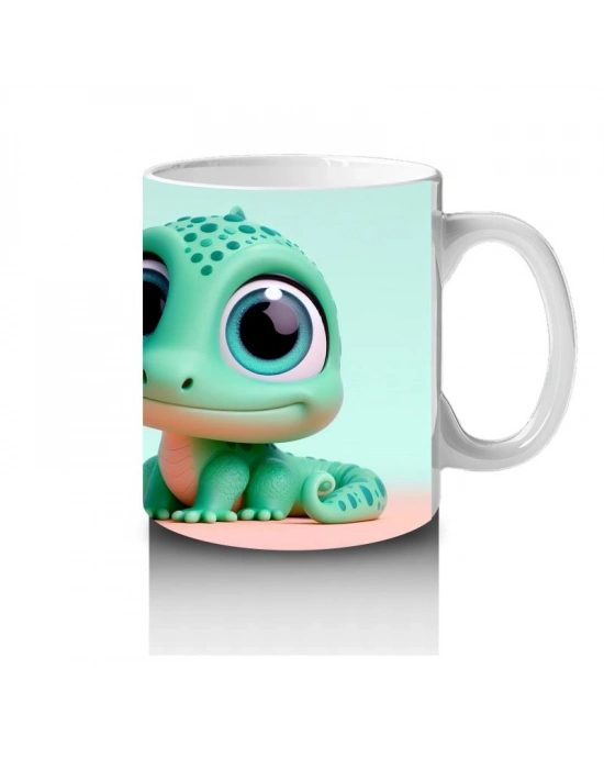 Çocuklara Sütü Sevdiren Neşeli Bukalemun Kupa Bardak