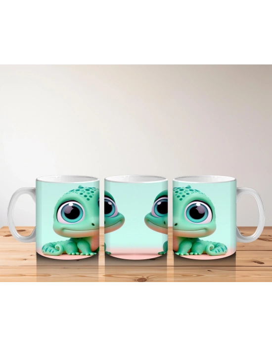 Çocuklara Sütü Sevdiren Neşeli Bukalemun Kupa Bardak