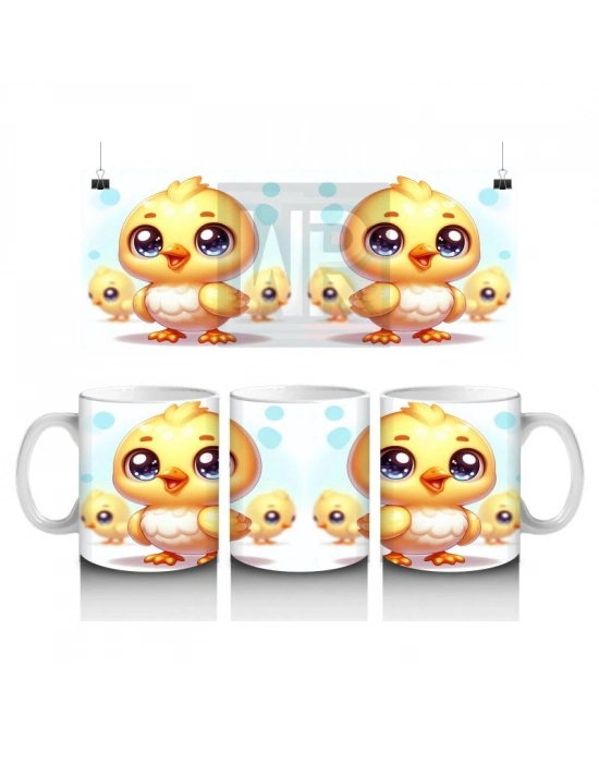 Çocuklara Sütü Sevdiren Neşeli Civciv Çifti Kupa Bardak