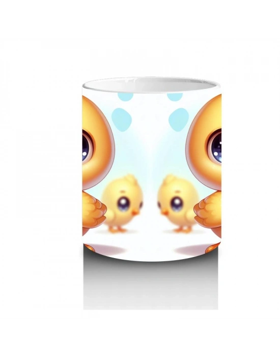 Çocuklara Sütü Sevdiren Neşeli Civciv Çifti Kupa Bardak