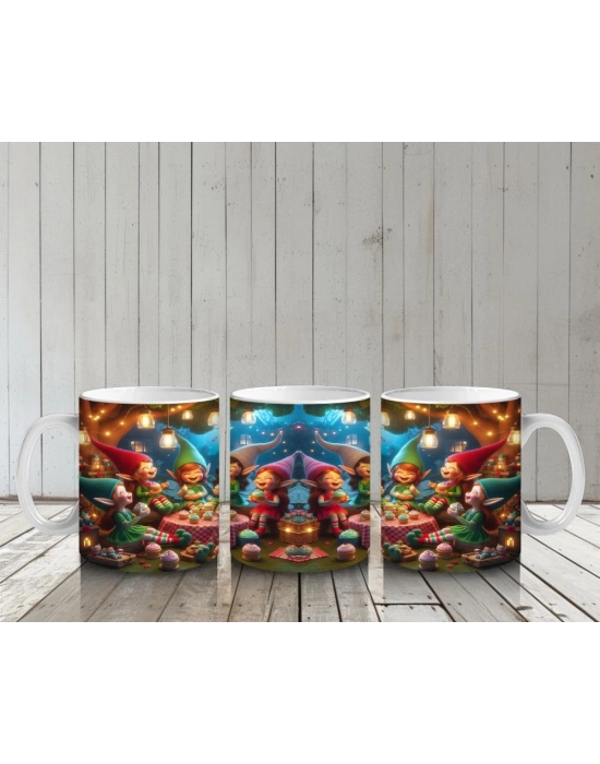 Çocuklara Sütü Sevdiren Neşeli Cücelerle Orman Partisi Desenli Kupa Bardak