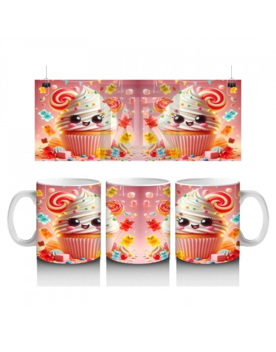 Çocuklara Sütü Sevdiren Neşeli Cupcake Karnavalı Kupa Bardak