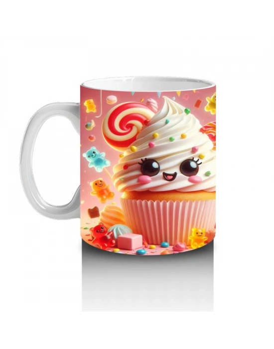 Çocuklara Sütü Sevdiren Neşeli Cupcake Karnavalı Kupa Bardak