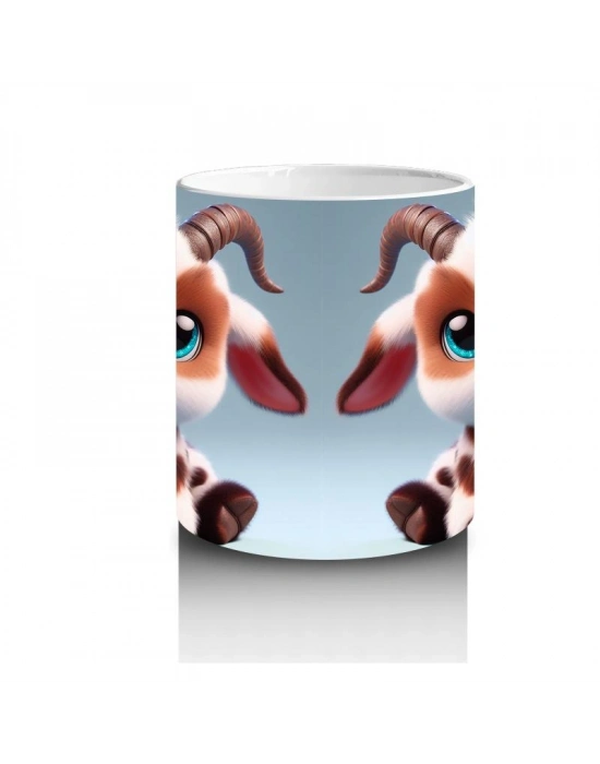 Çocuklara Sütü Sevdiren Neşeli Dağ Keçisi Kupa Bardak