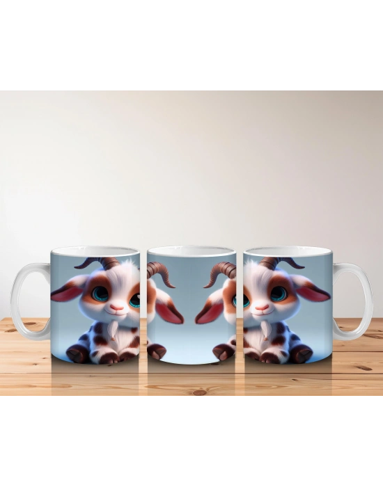 Çocuklara Sütü Sevdiren Neşeli Dağ Keçisi Kupa Bardak