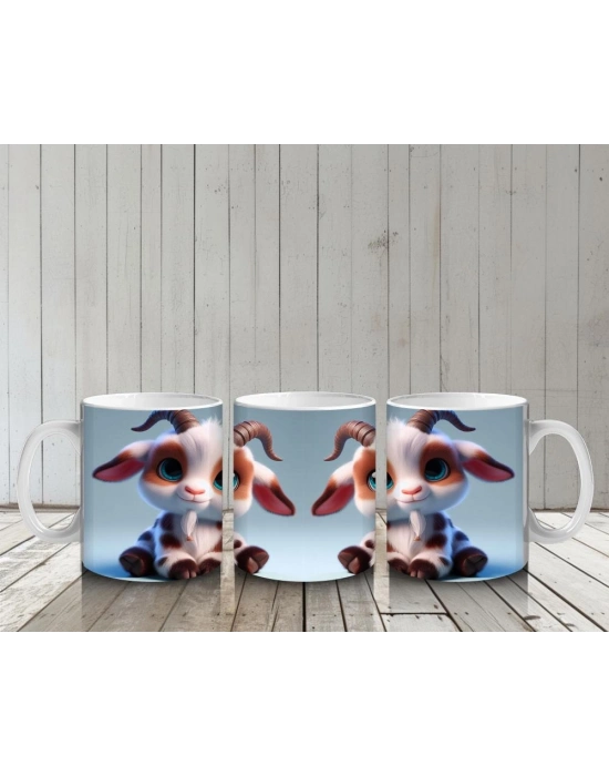 Çocuklara Sütü Sevdiren Neşeli Dağ Keçisi Kupa Bardak