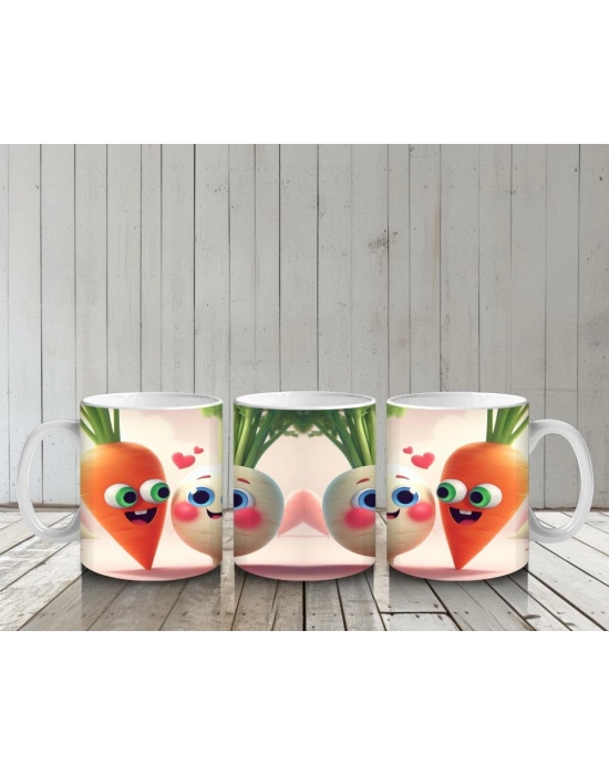 Çocuklara Sütü Sevdiren Neşeli Kök Sebze Çifti Kupa Bardak