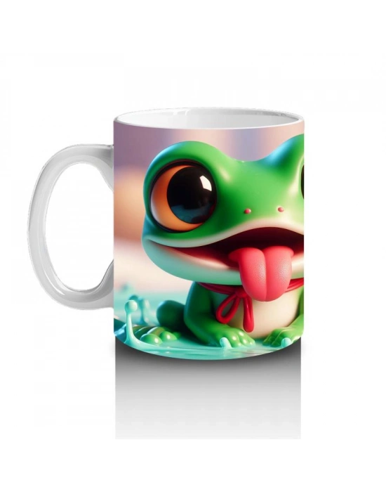 Çocuklara Sütü Sevdiren Neşeli Kurbağa Çifti Kupa Bardak