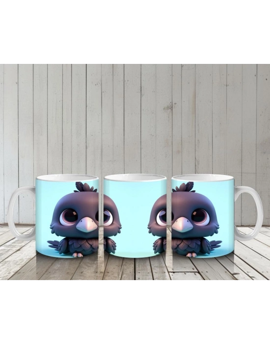 Çocuklara Sütü Sevdiren Neşeli Kuzgun Kupa Bardak