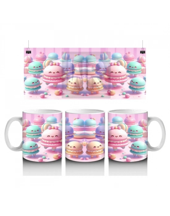 Çocuklara Sütü Sevdiren Neşeli Makaron Karakterler Desenli Kupa Bardak