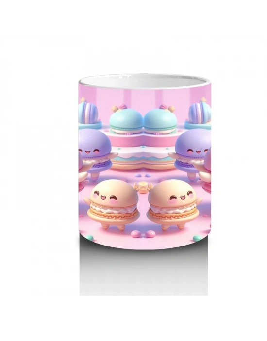 Çocuklara Sütü Sevdiren Neşeli Makaron Karakterler Desenli Kupa Bardak