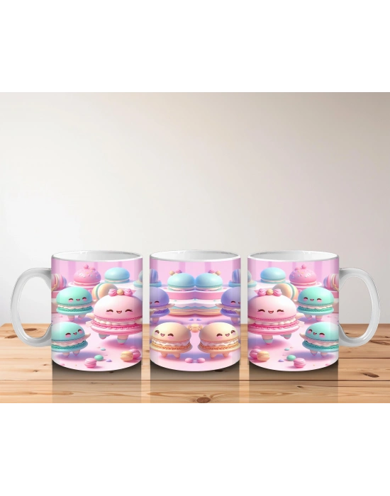 Çocuklara Sütü Sevdiren Neşeli Makaron Karakterler Desenli Kupa Bardak