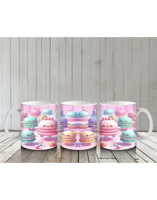 Çocuklara Sütü Sevdiren Neşeli Makaron Karakterler Desenli Kupa Bardak