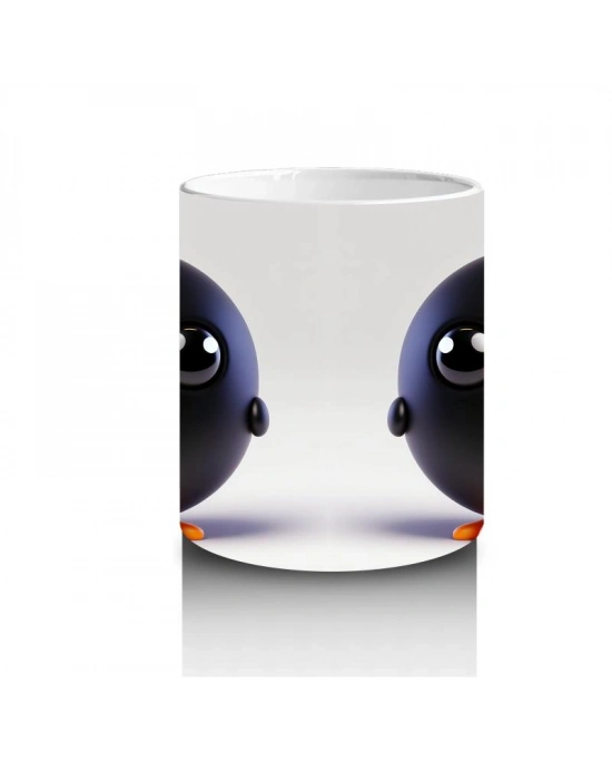 Çocuklara Sütü Sevdiren Neşeli Siyah Kuş Kupa Bardak