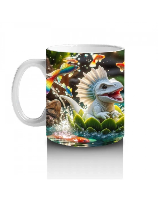 Çocuklara Sütü Sevdiren Nilüferli Mutlu Dinozor Kupa Bardak