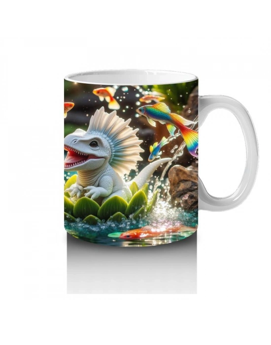 Çocuklara Sütü Sevdiren Nilüferli Mutlu Dinozor Kupa Bardak