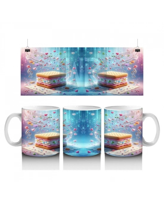 Çocuklara Sütü Sevdiren Notalı Kek Masalı Kupa Bardak