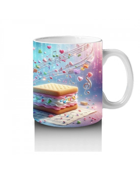 Çocuklara Sütü Sevdiren Notalı Kek Masalı Kupa Bardak