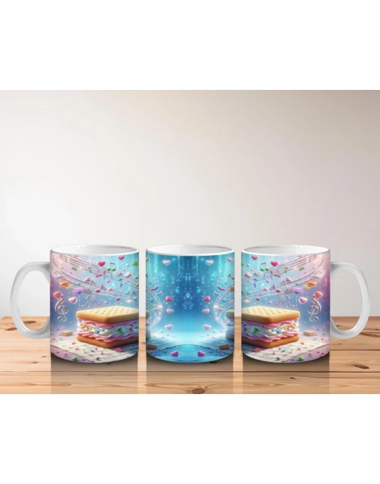 Çocuklara Sütü Sevdiren Notalı Kek Masalı Kupa Bardak