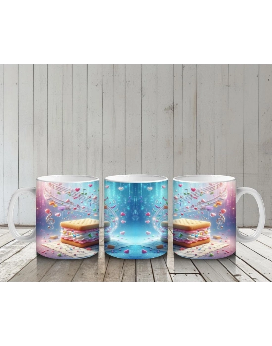 Çocuklara Sütü Sevdiren Notalı Kek Masalı Kupa Bardak