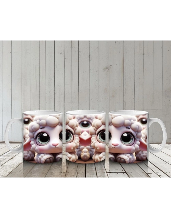 Çocuklara Sütü Sevdiren Pamuk Yünü Kuzu Kupa Bardak