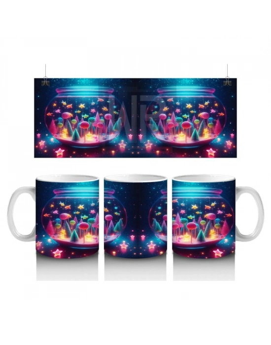 Çocuklara Sütü Sevdiren Parıltılı Mantar Dünyası Kupa Bardak