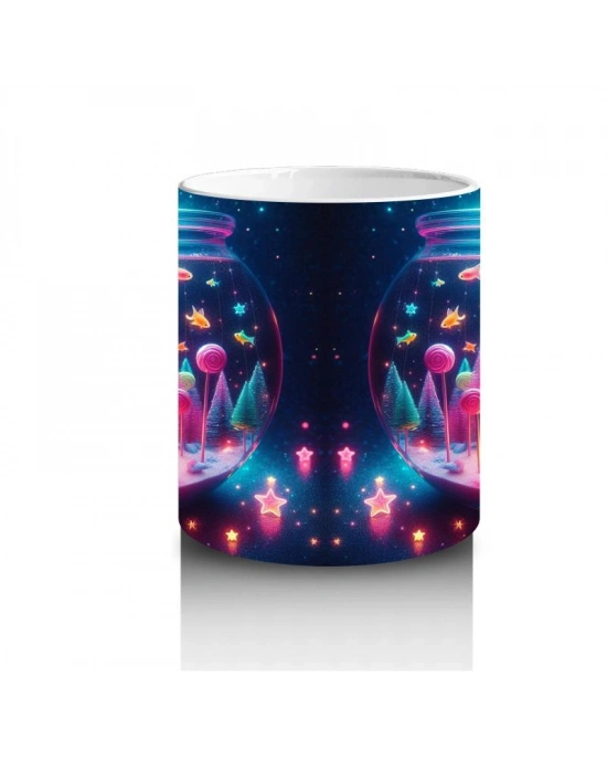 Çocuklara Sütü Sevdiren Parıltılı Mantar Dünyası Kupa Bardak