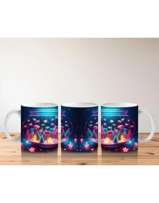 Çocuklara Sütü Sevdiren Parıltılı Mantar Dünyası Kupa Bardak