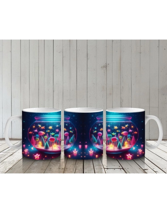 Çocuklara Sütü Sevdiren Parıltılı Mantar Dünyası Kupa Bardak