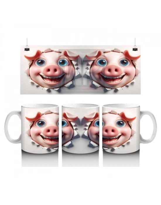 Çocuklara Sütü Sevdiren Patlayan Sevimli Domuz Çifti Kupa Bardak