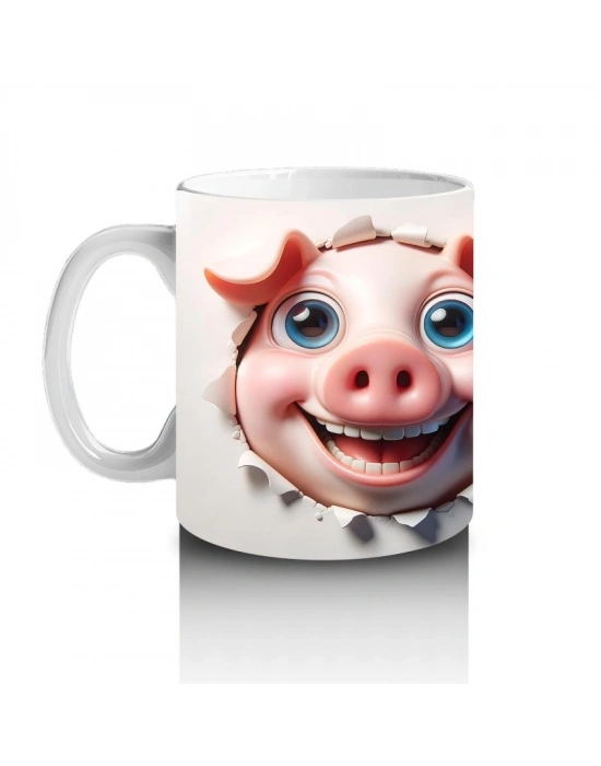 Çocuklara Sütü Sevdiren Patlayan Sevimli Domuz Çifti Kupa Bardak