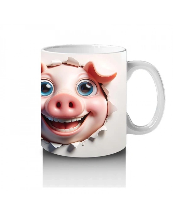 Çocuklara Sütü Sevdiren Patlayan Sevimli Domuz Çifti Kupa Bardak