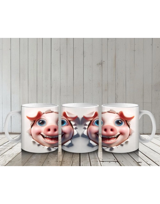 Çocuklara Sütü Sevdiren Patlayan Sevimli Domuz Çifti Kupa Bardak