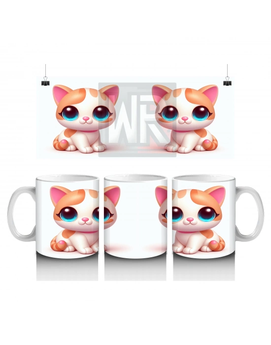 Çocuklara Sütü Sevdiren Pembe Yanaklı Kedi Kupa Bardak