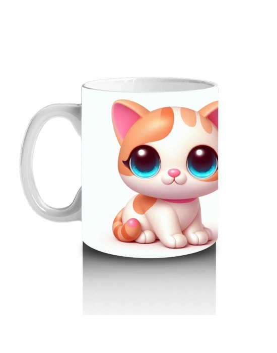 Çocuklara Sütü Sevdiren Pembe Yanaklı Kedi Kupa Bardak