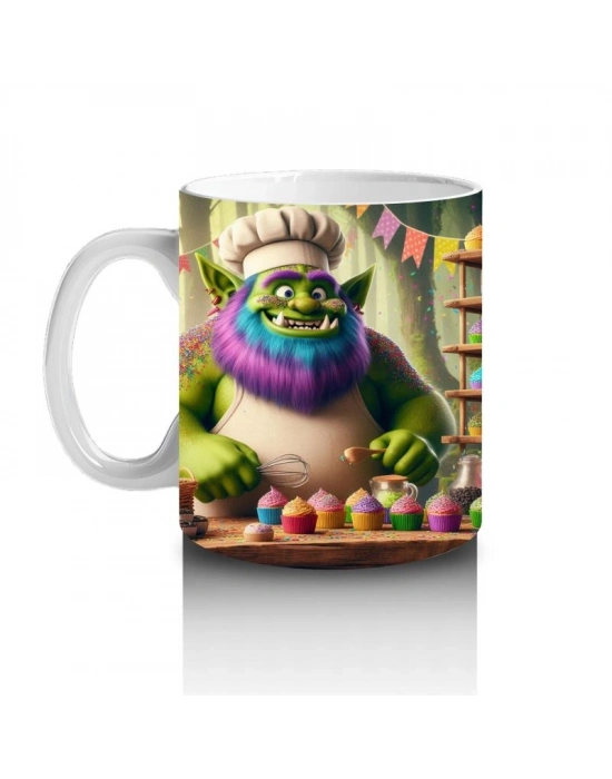 Çocuklara Sütü Sevdiren Rengârenk Cupcake Şefi Canavar Desenli Kupa Bardak